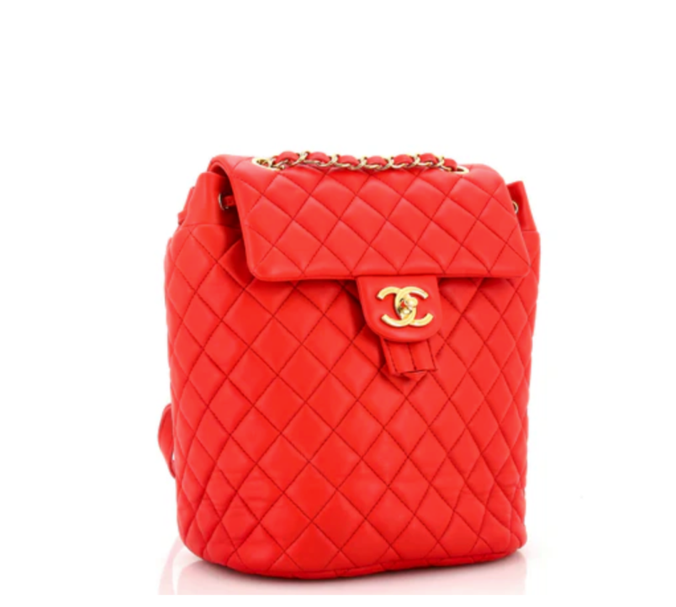 CHANEL Red Quilted Backpack