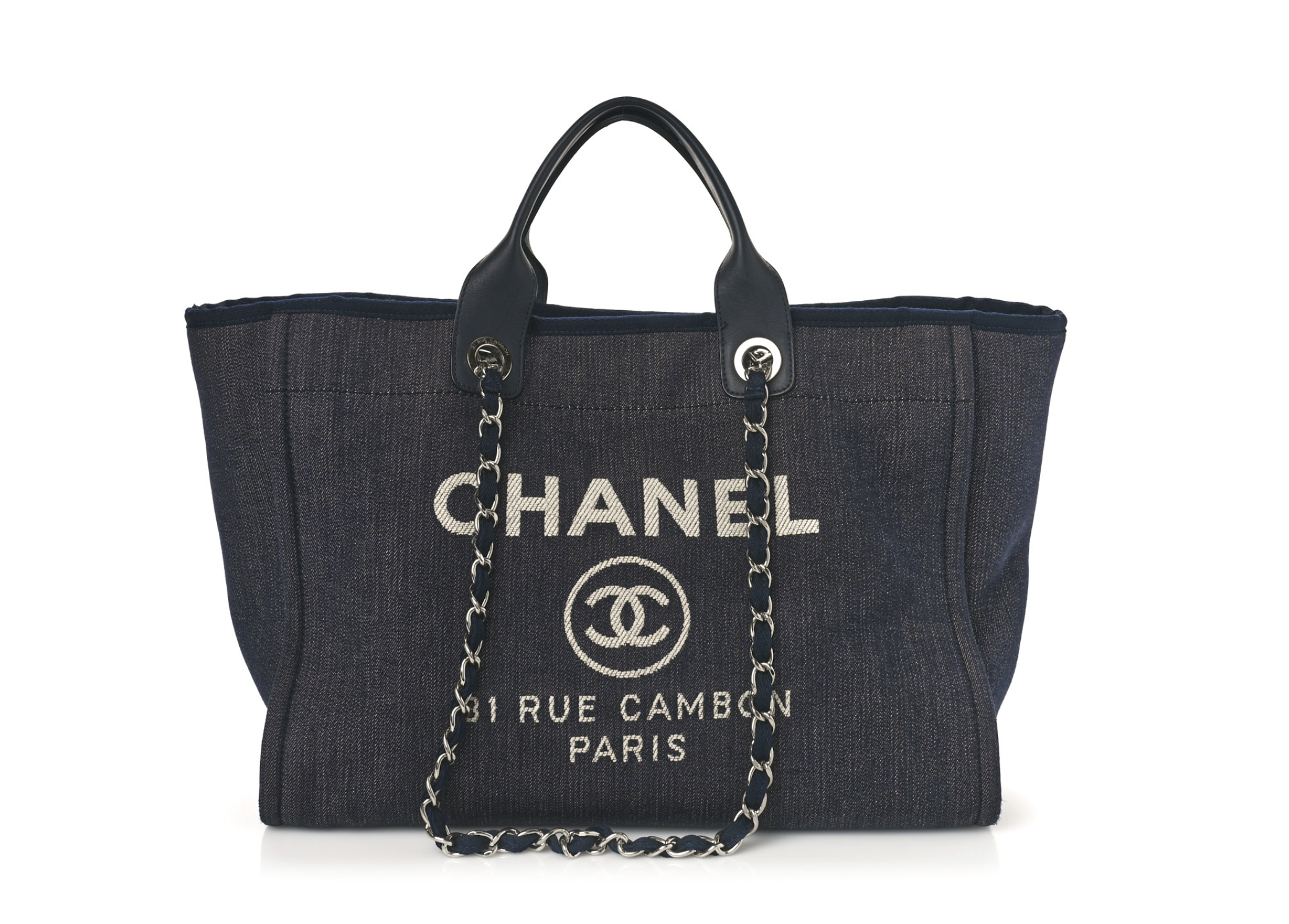 CHANEL Blue Denim Medium Deauville Tote
