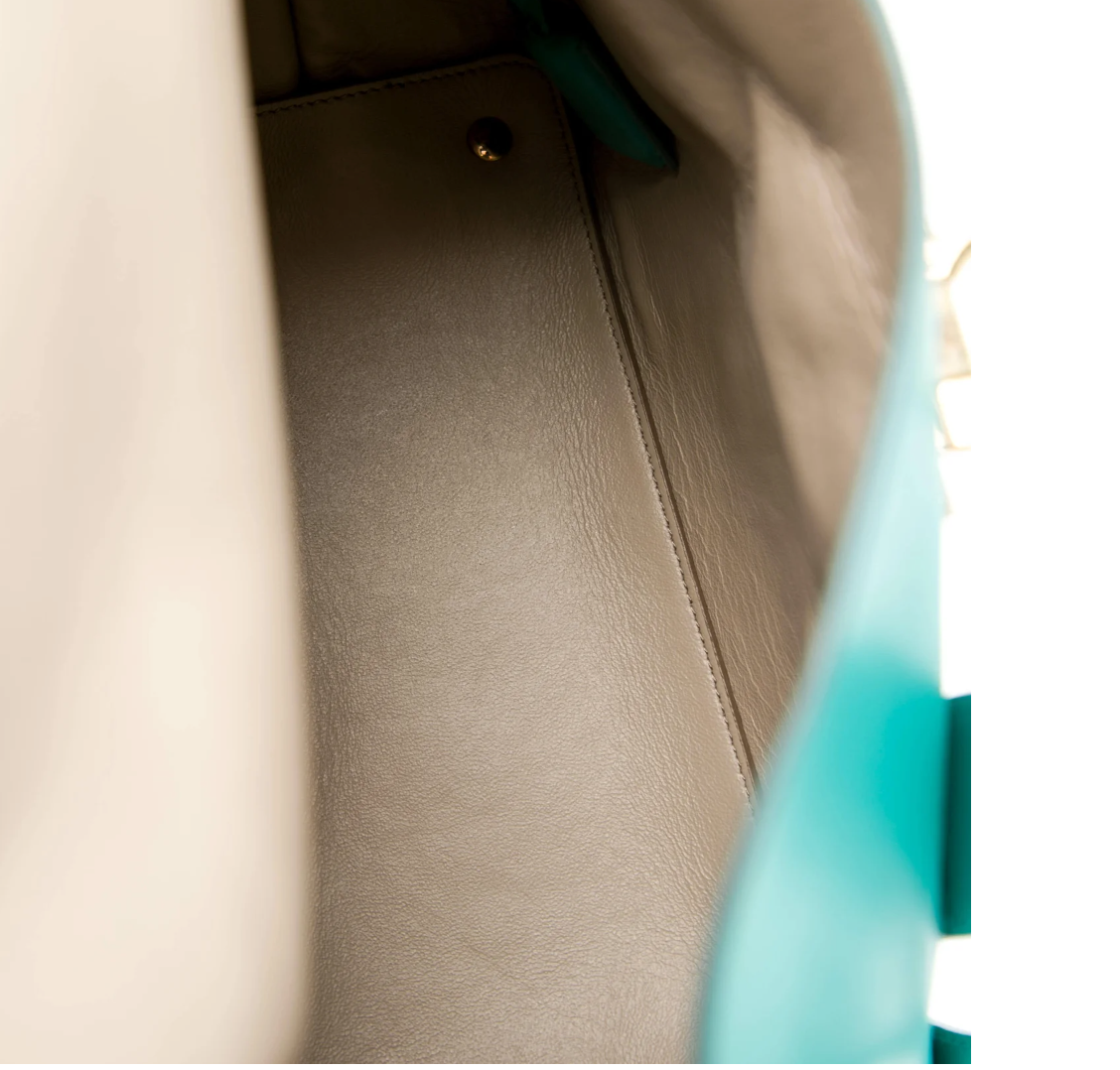 FERRAGAMO Turquoise Sookie Satchel Bag with Pouch
