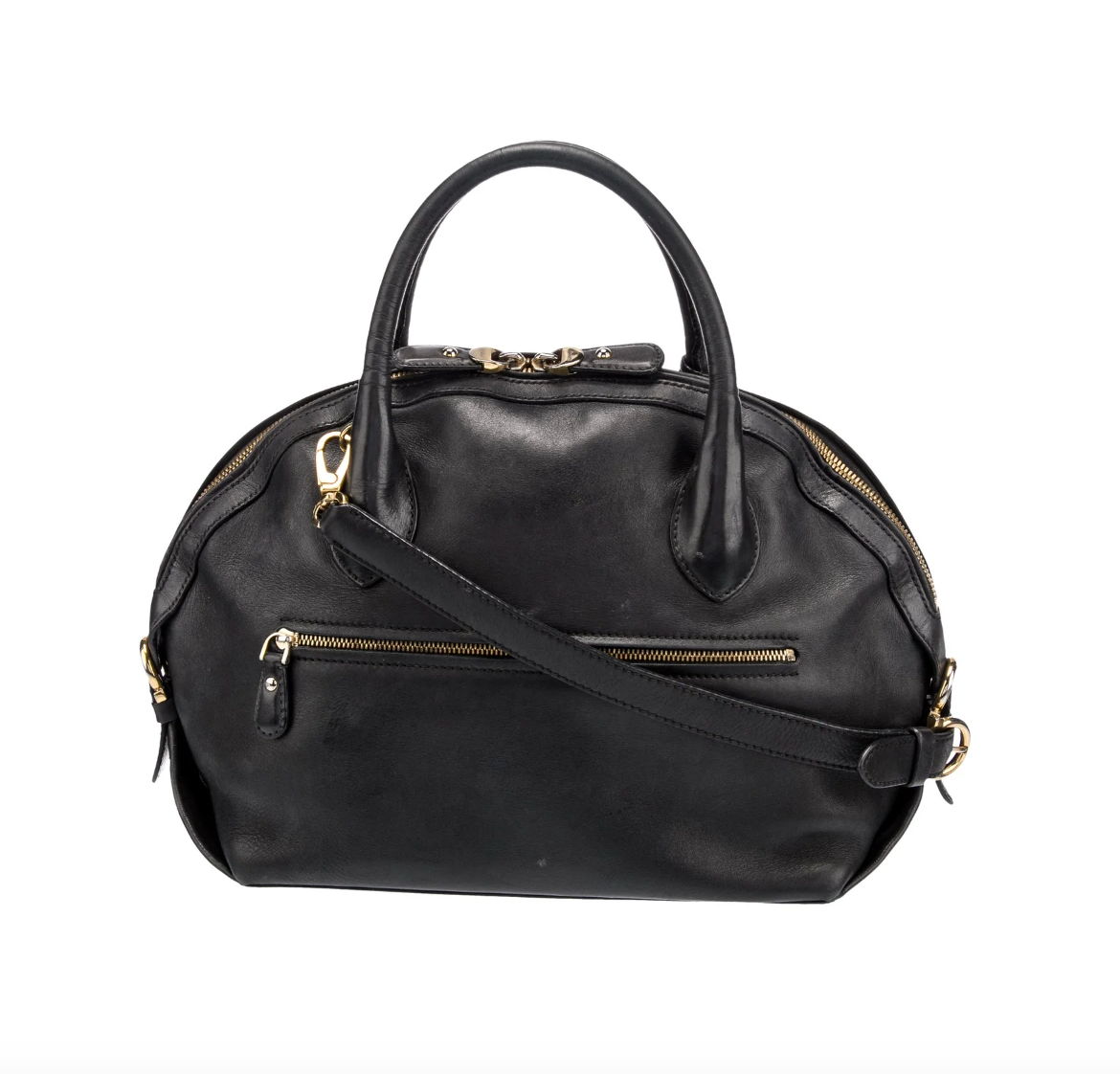 FERRAGAMO Black Fiamma Satchel