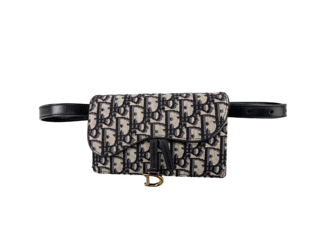 DIOR Blue Oblique Saddle Belt Bag