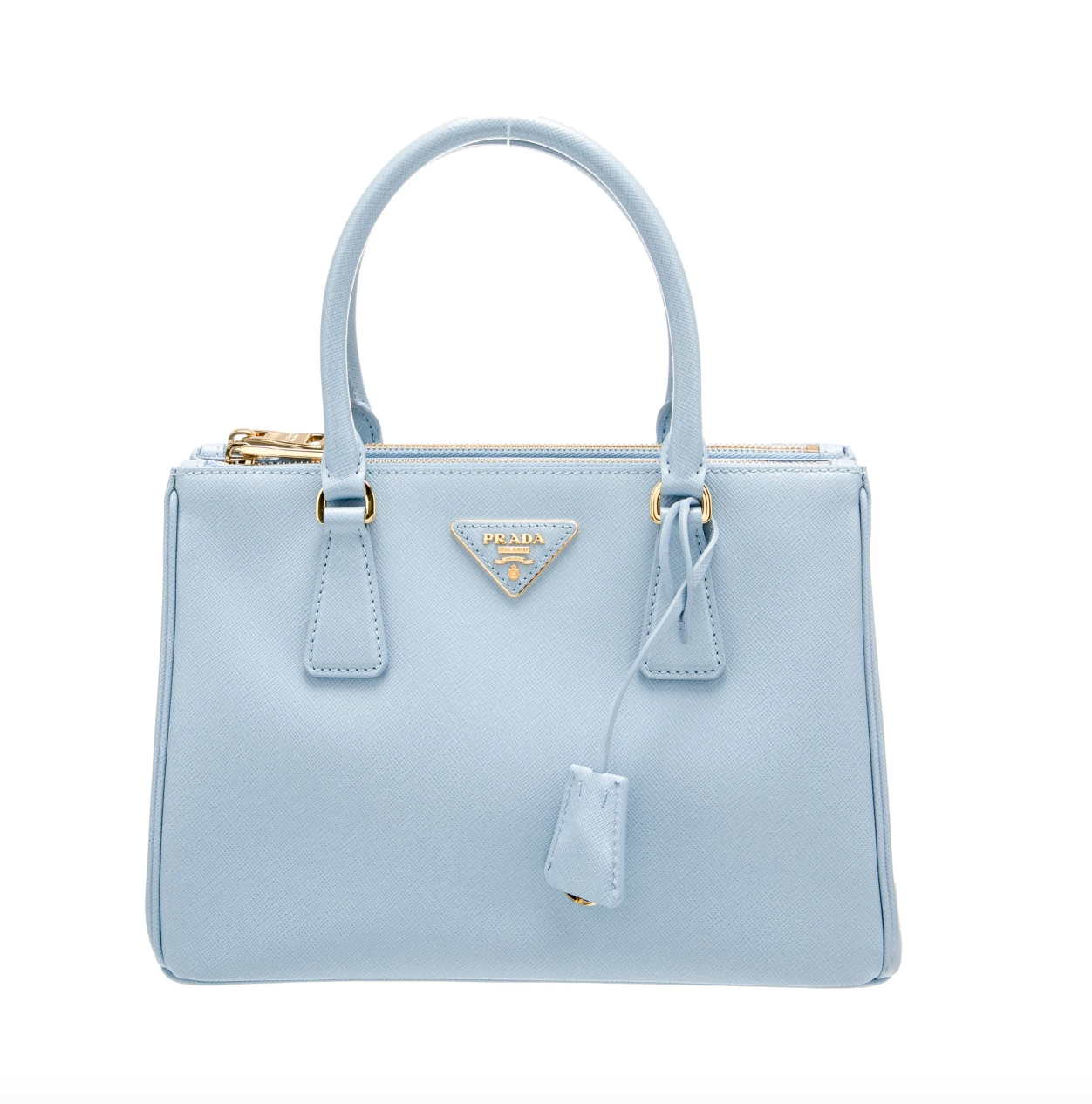 PRADA Blue Saffiano Lux Galleria Double Zip Tote