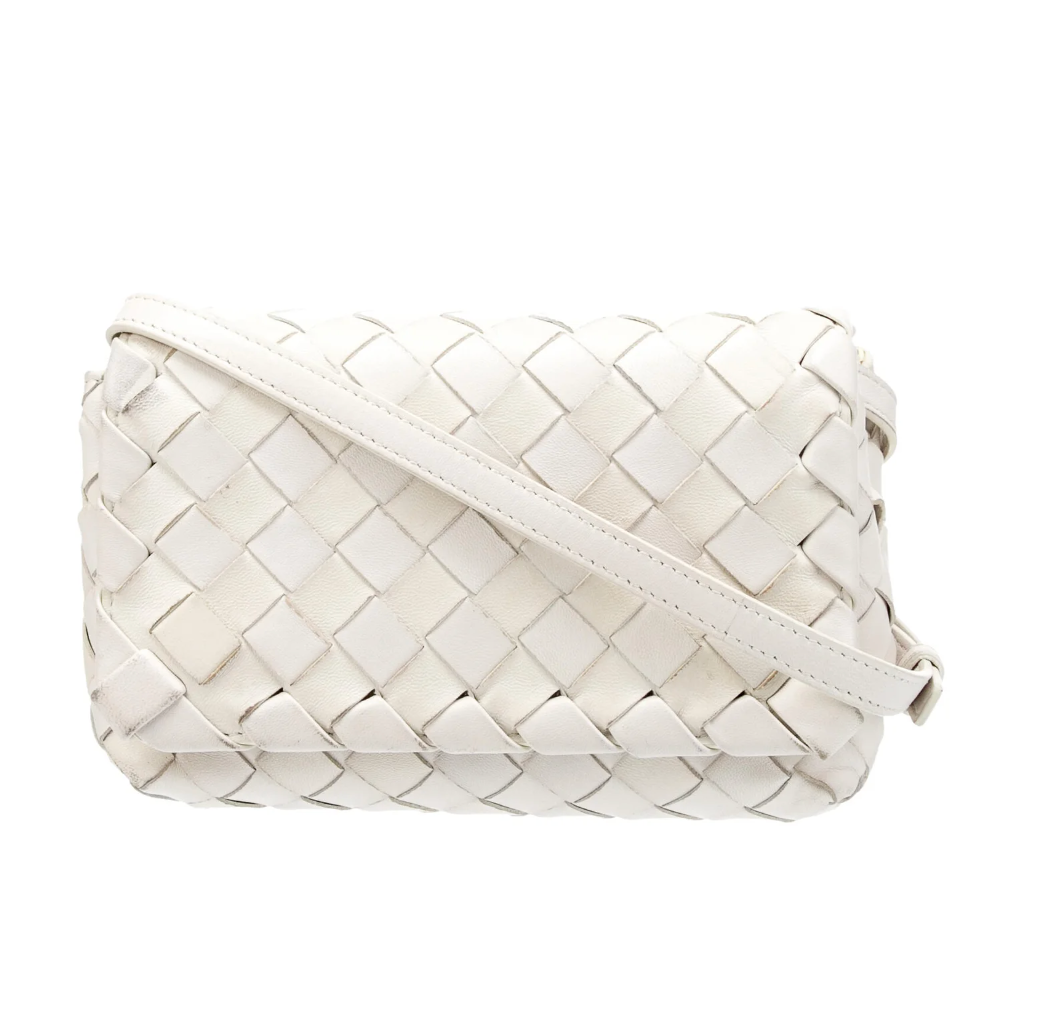 BOTTEGA VENETA White Intrecciato Olimpia Mini Crossbody Bag