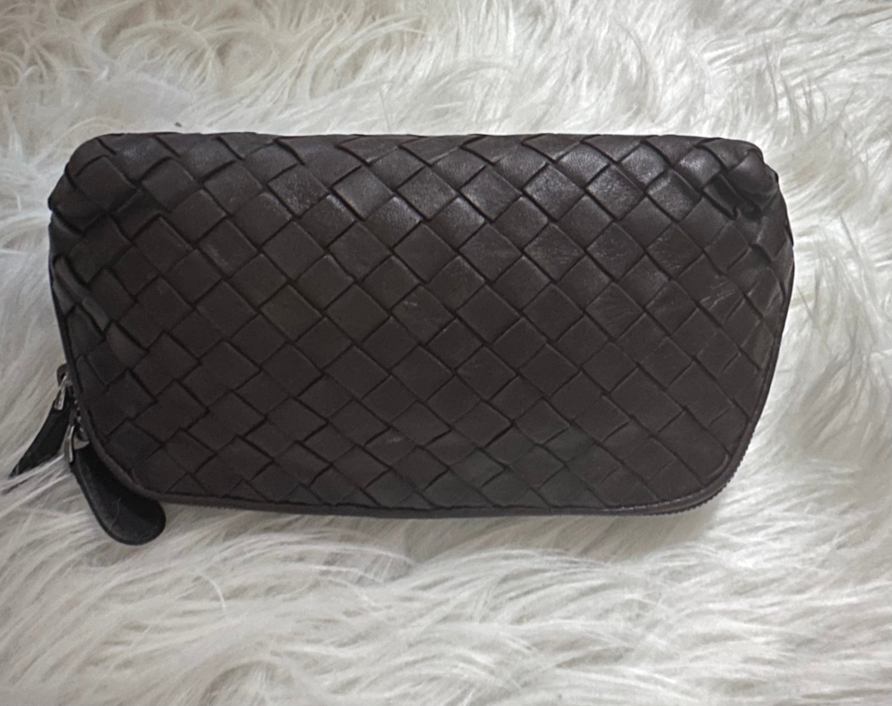 BOTTEGA VENETA Brown Intrecciato Pouch