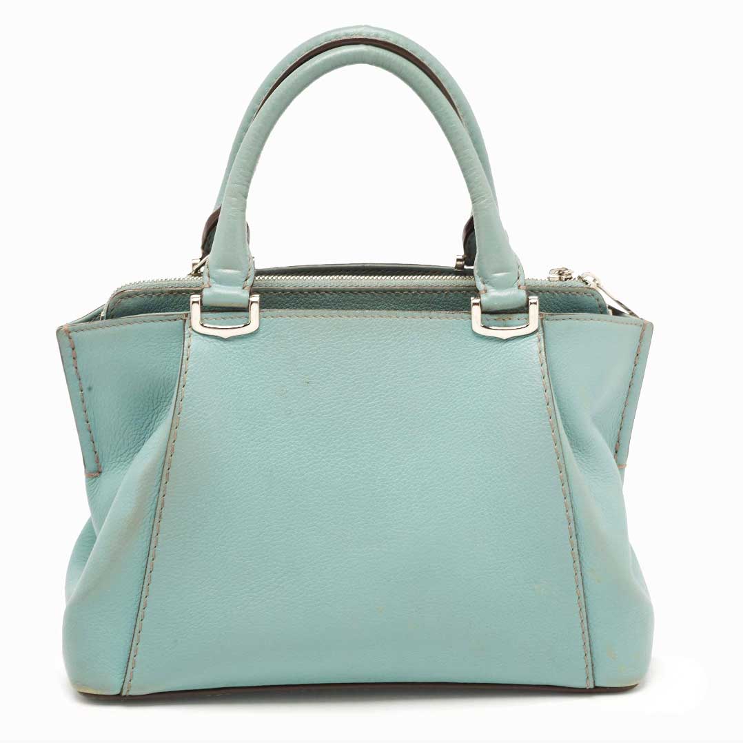 CARTIER Sea Green Leather Mini C de Cartier Satchel