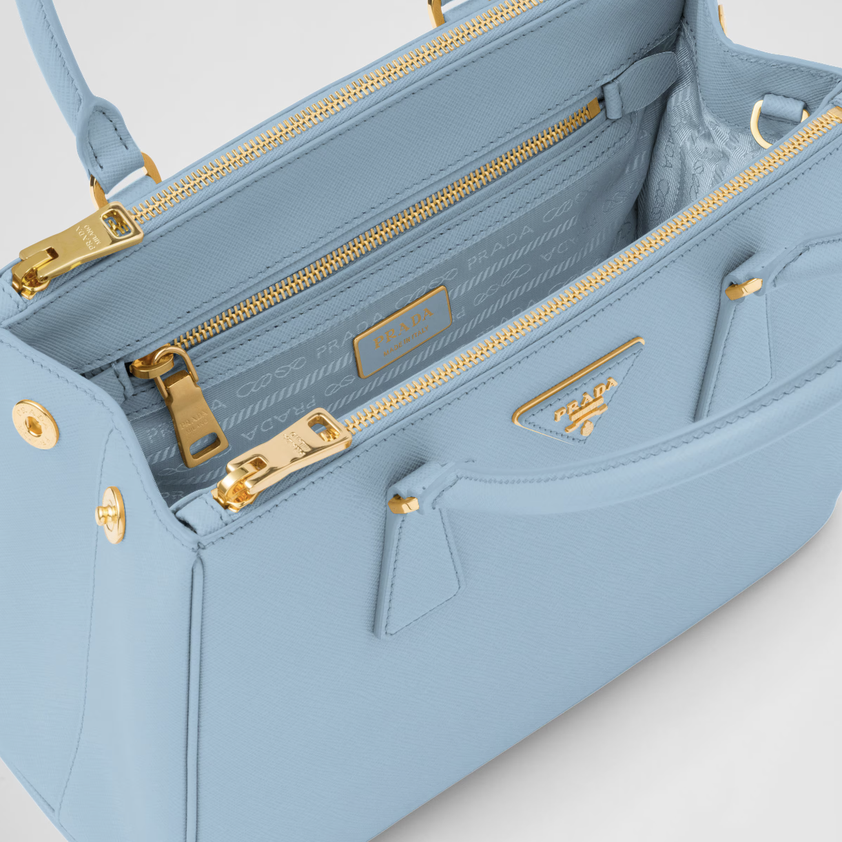 PRADA Blue Saffiano Lux Galleria Double Zip Tote