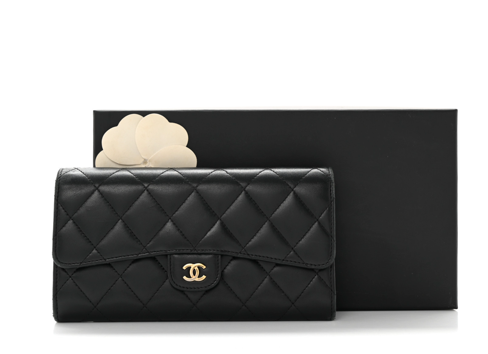 CHANEL Black Large Flap Gusset Wallet