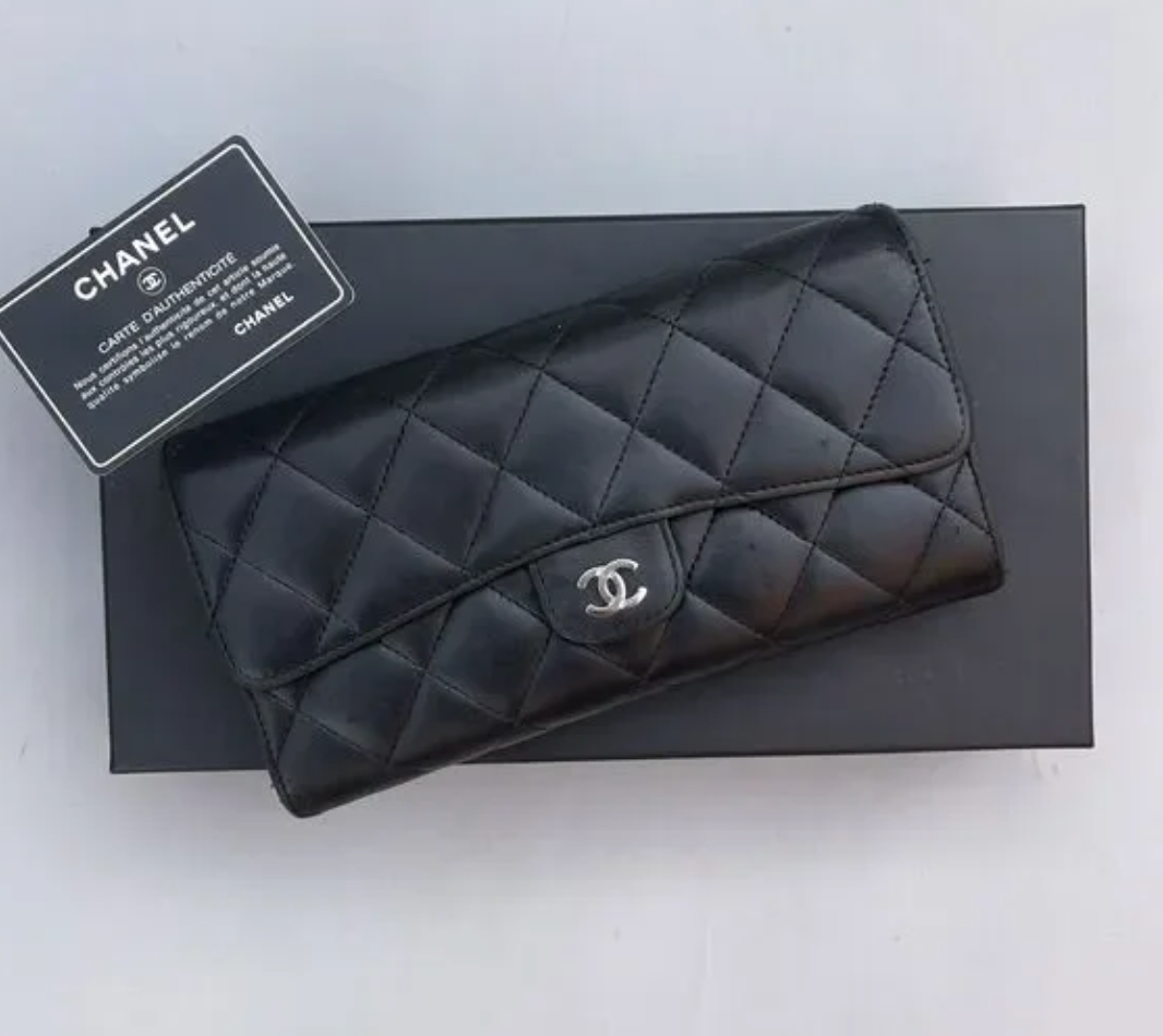 CHANEL Black Large Flap Gusset Wallet