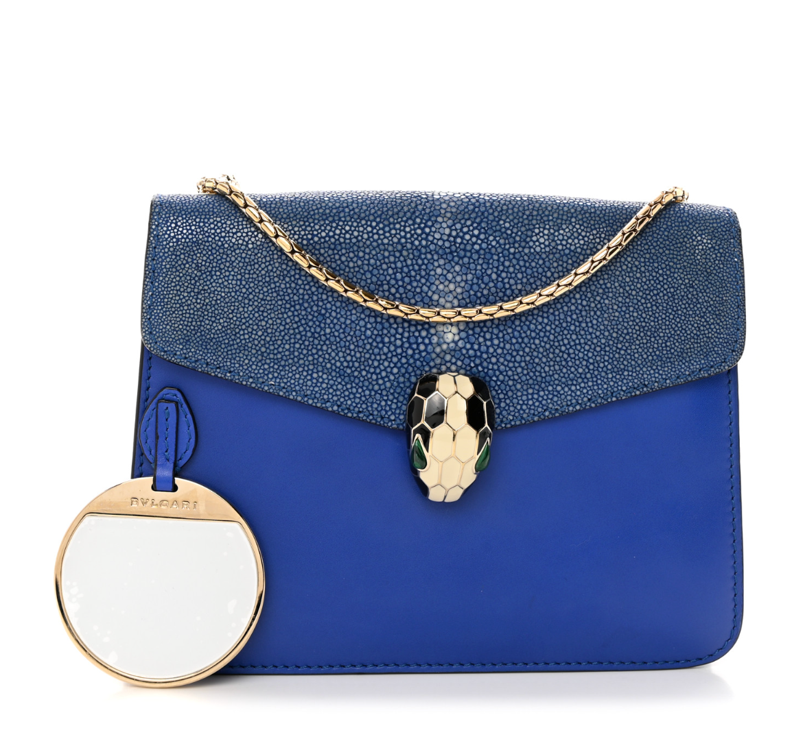 BVLGARI Blue Serpenti Small Leather Handbag