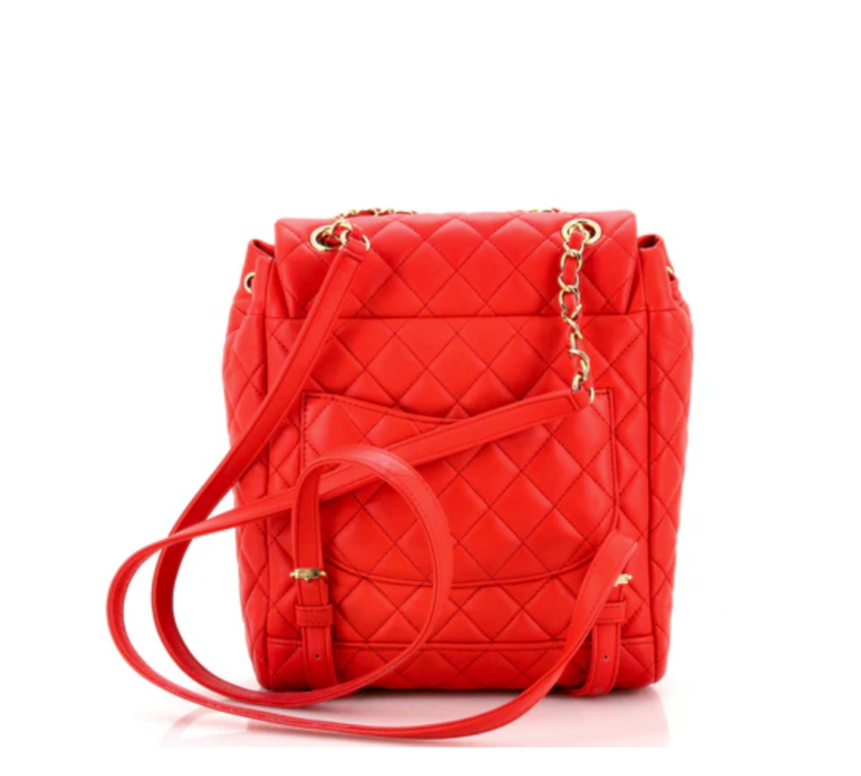 CHANEL Red Quilted Backpack