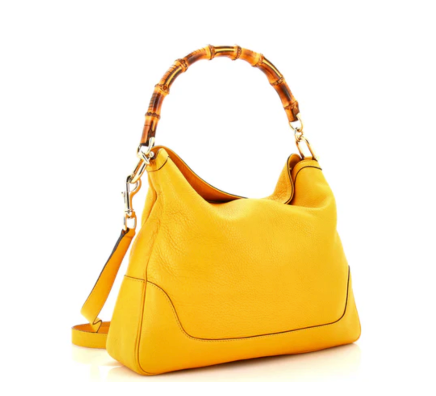 GUCCI Diana Mustard Bamboo Handle Bag