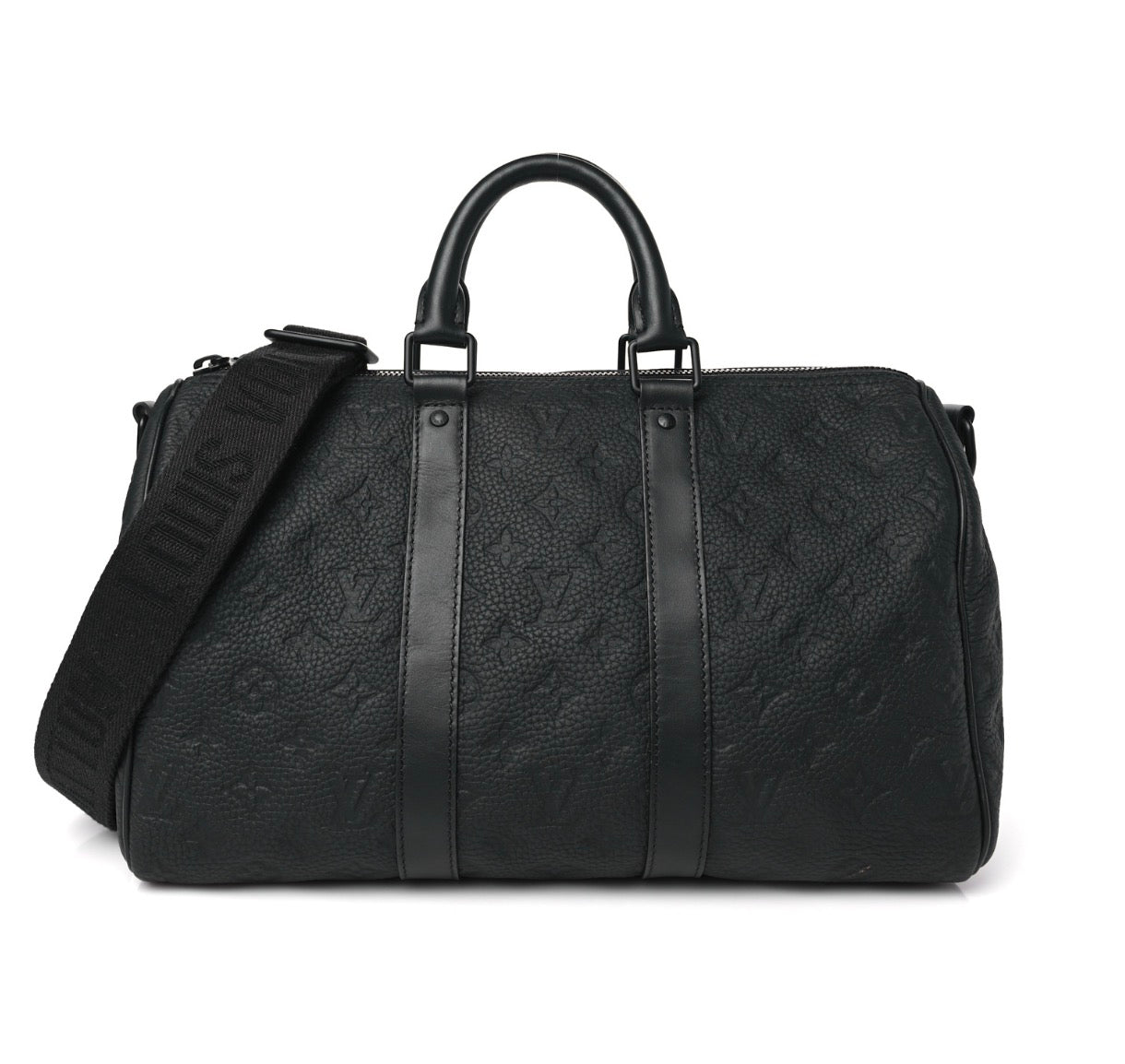 LOUIS VUITTON Black Monogram Taurillon Keepall Bandouliere 35