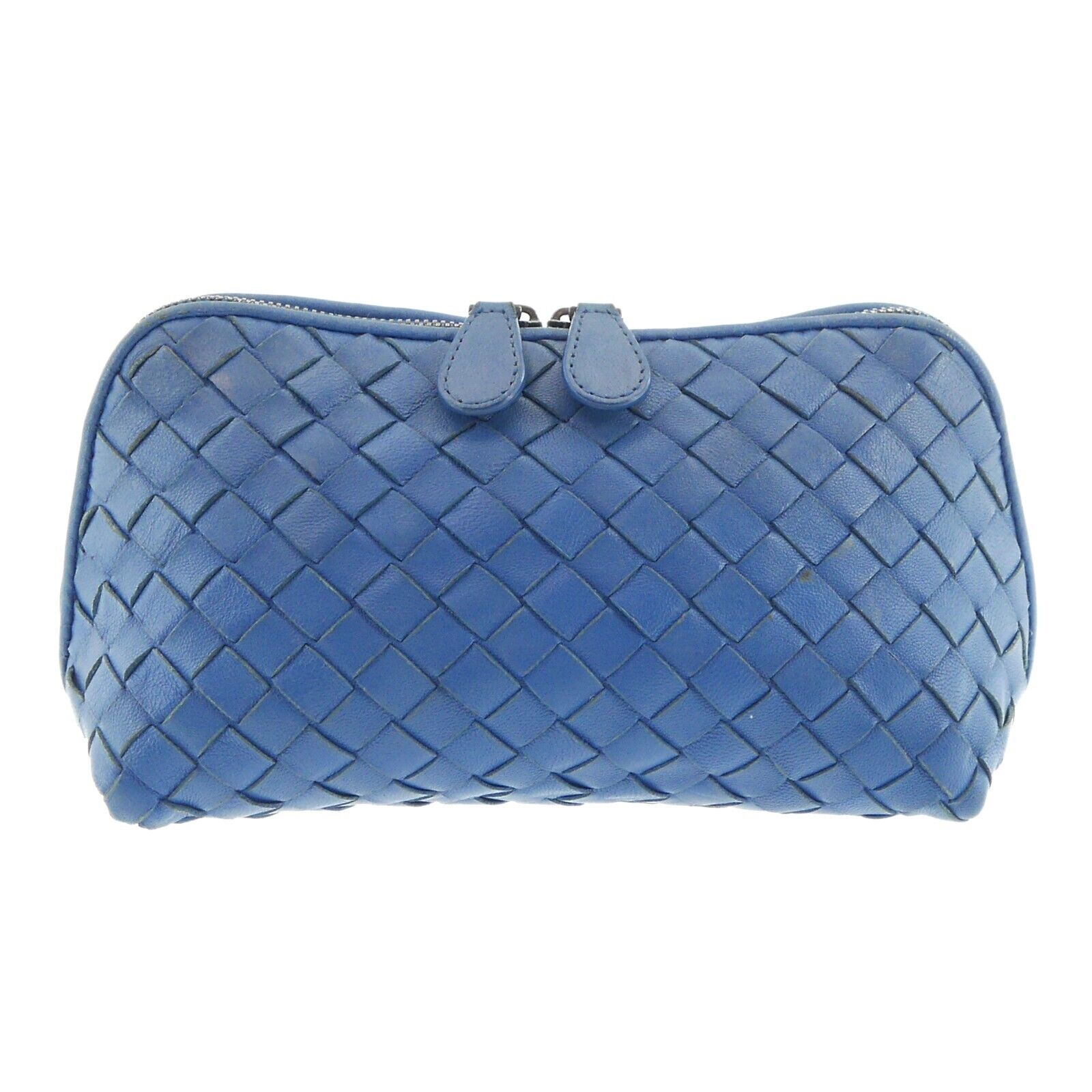 BOTTEGA VENETA Blue Intrecciato Pouch