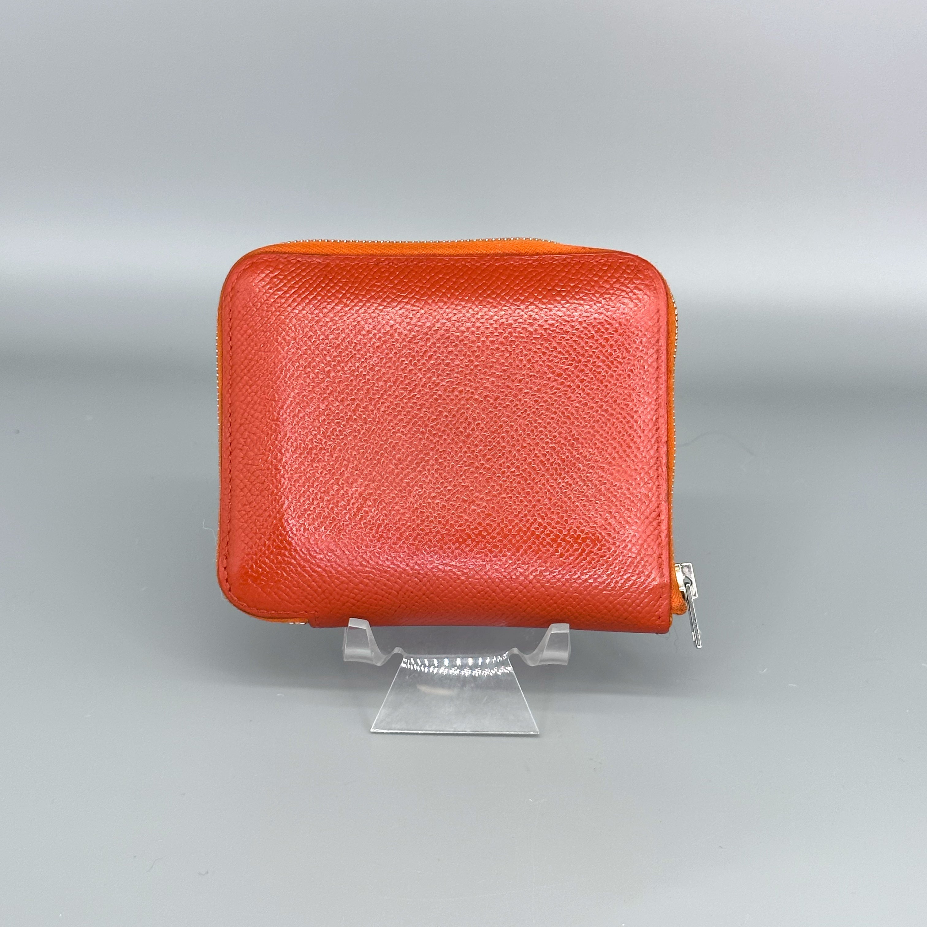 HERMES Orange Epsom Leather Silk'In Compact Wallet