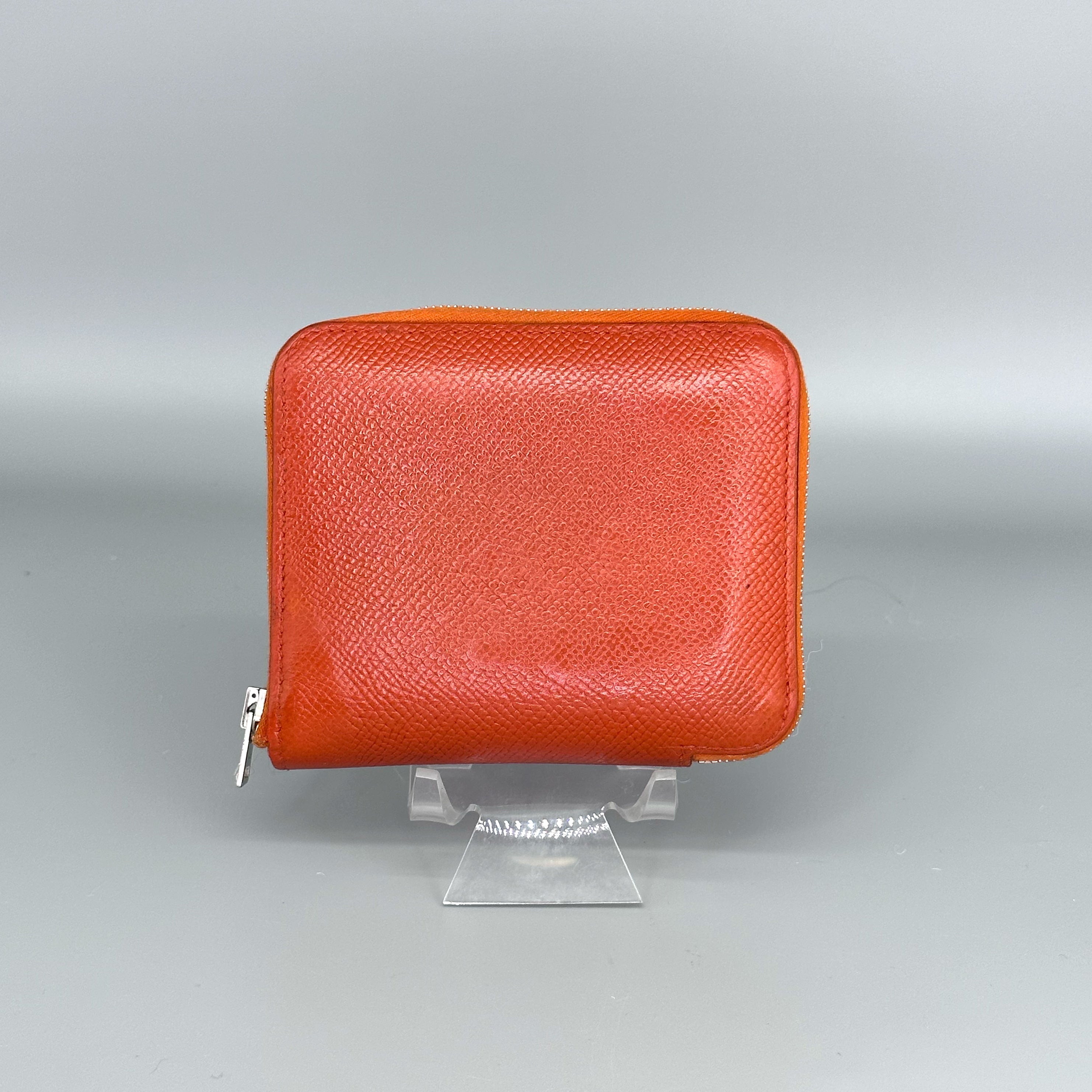 HERMES Orange Epsom Leather Silk'In Compact Wallet