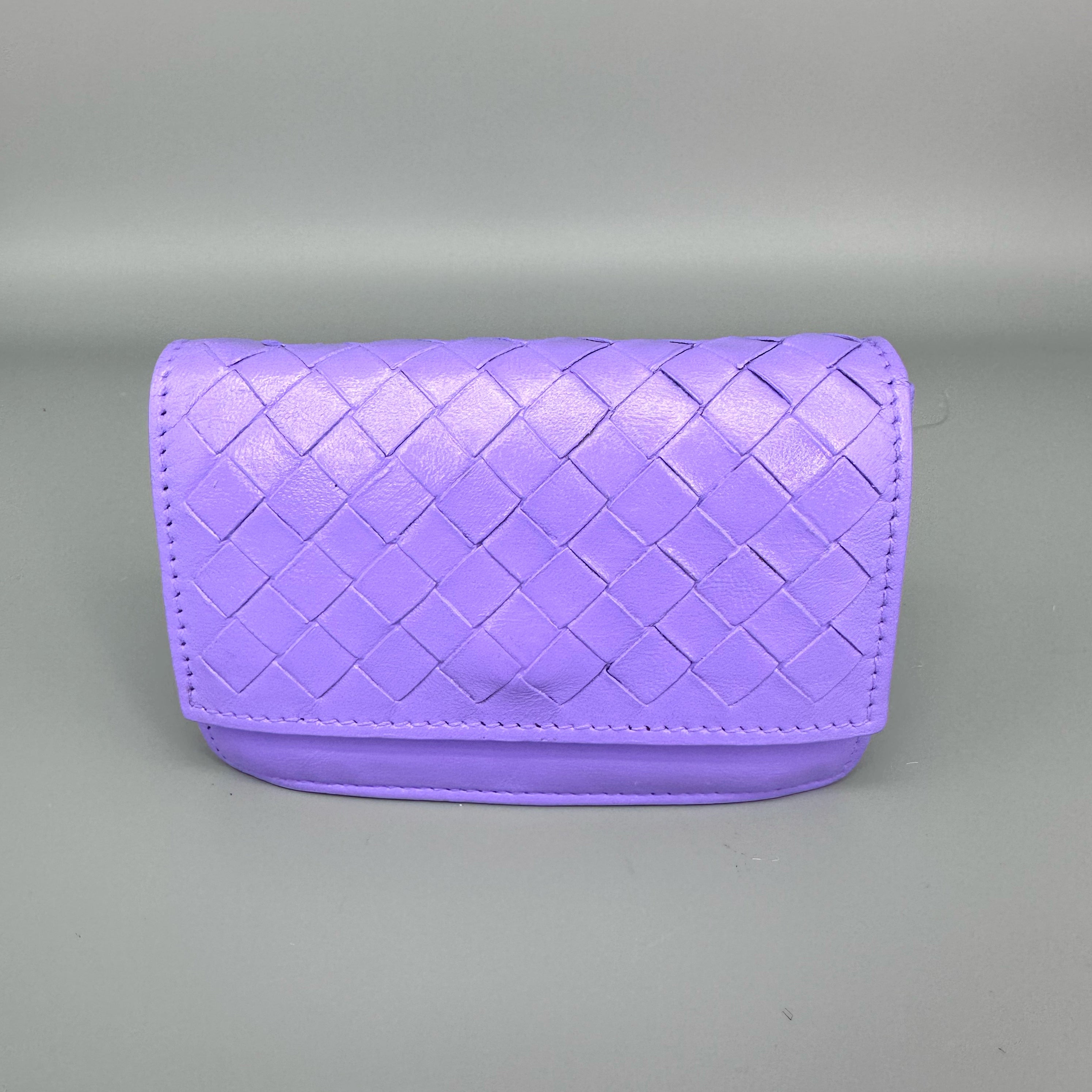 BOTTEGA VENETA Purple Business Intrecciato Compact Wallet