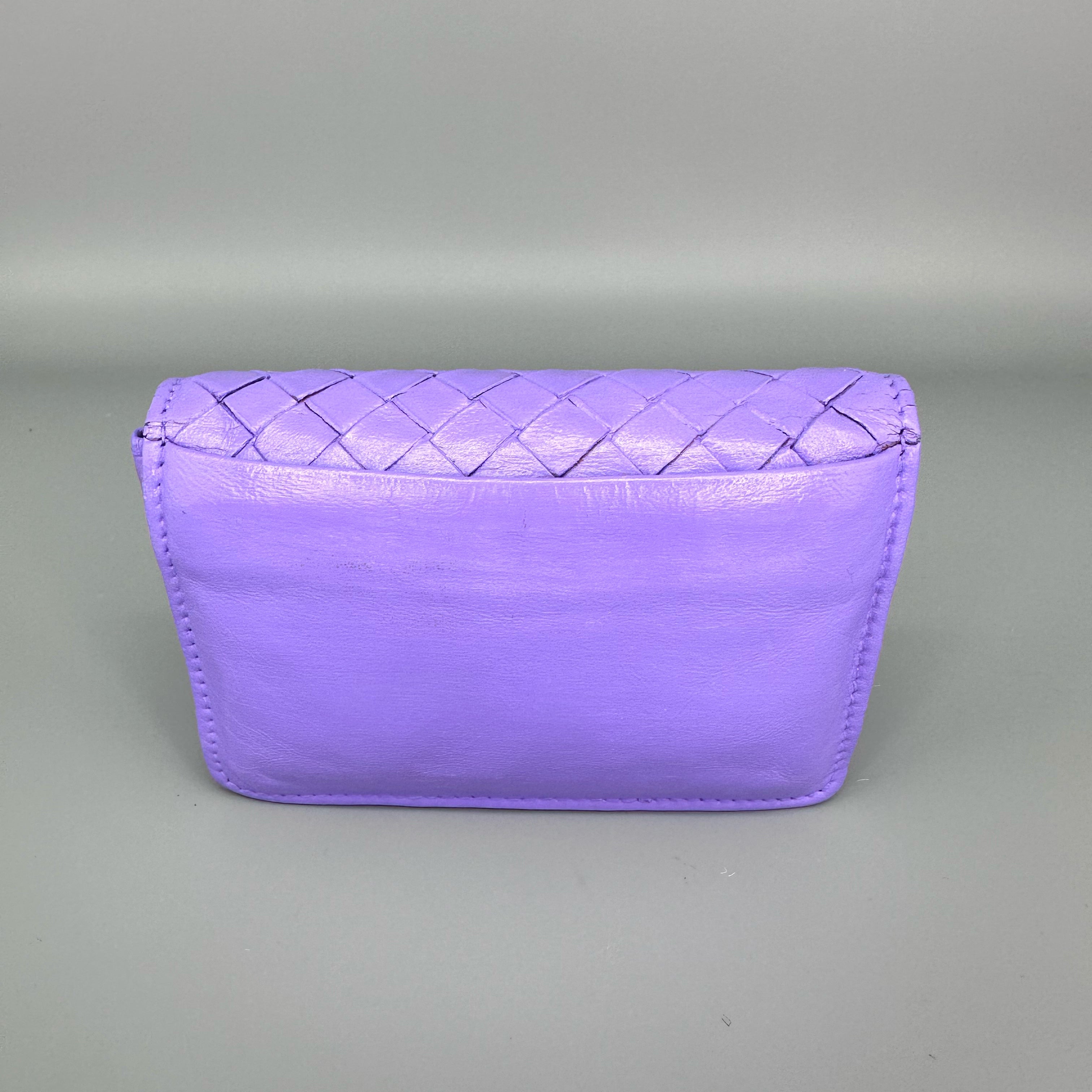 BOTTEGA VENETA Purple Business Intrecciato Compact Wallet