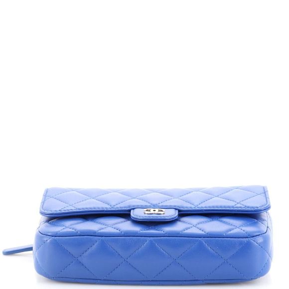 CHANEL Classic Flap Blue Phone Holder with Chain