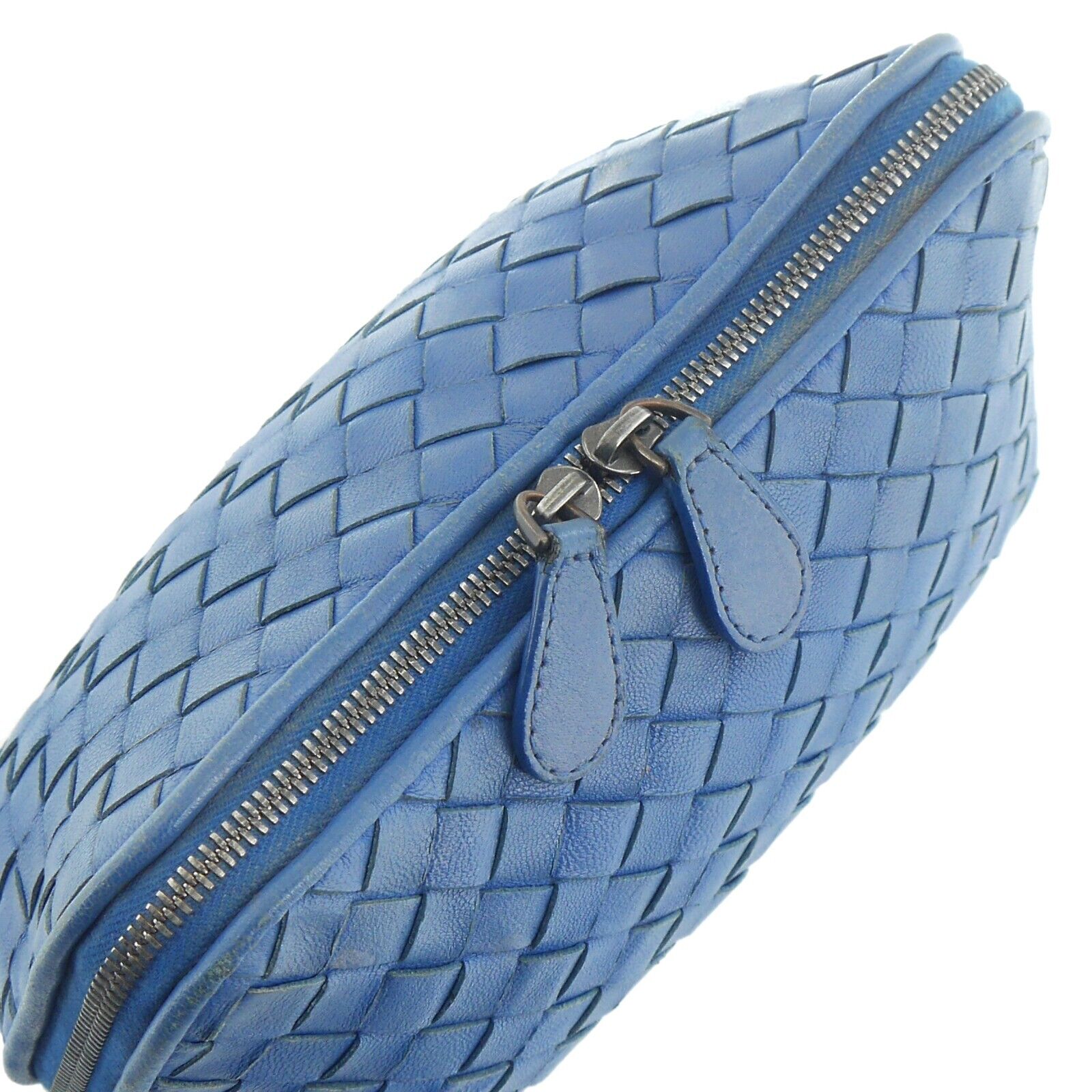 BOTTEGA VENETA Blue Intrecciato Pouch