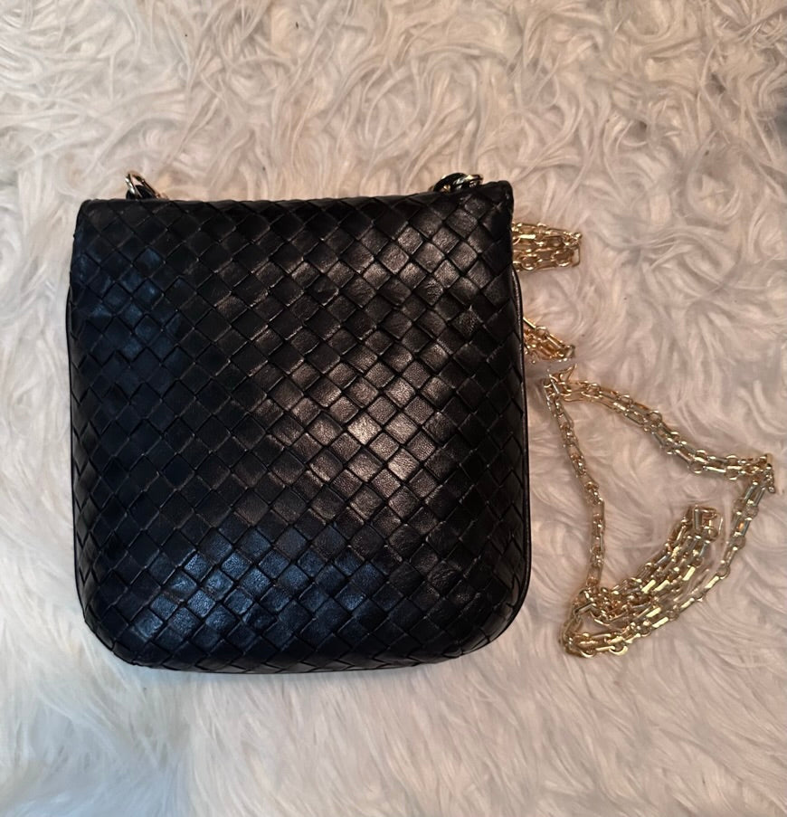 BOTTEGA VENETA Black Intrecciato Crossbody Bag